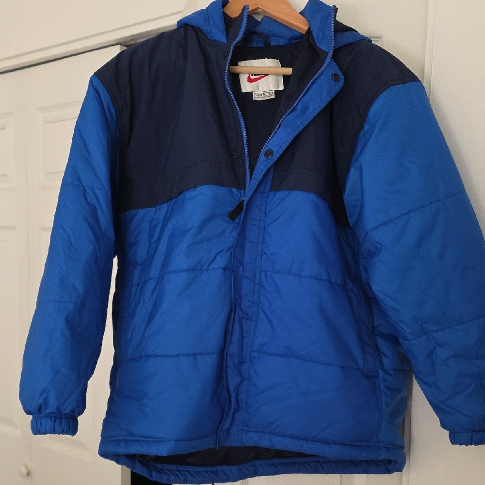 Nike Blue and Navy Hooded Puffer Jacket